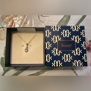 Stauer Gold and Aquamarine Teardrop Necklace